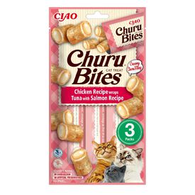 Churu Snacks Bites de Frango e Atum com Salmão para gatos – Multipack 12